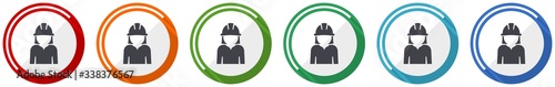 Engineer icon set, worker, manager, employe flat design vector illustration in 6 colors options for webdesign and mobile applications