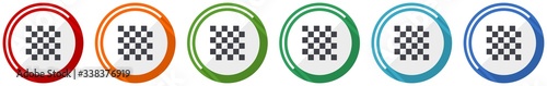 Chess icon set, flat design vector illustration in 6 colors options for webdesign and mobile applications