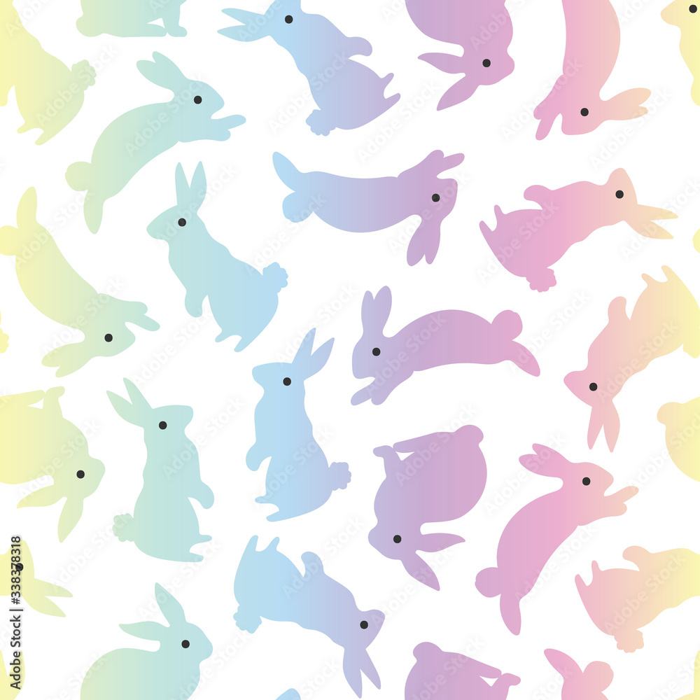 Rainbow Spring Rabbits Vector Seamless Pattern Rainbow Spring Rabbits Vector Seamless Pattern