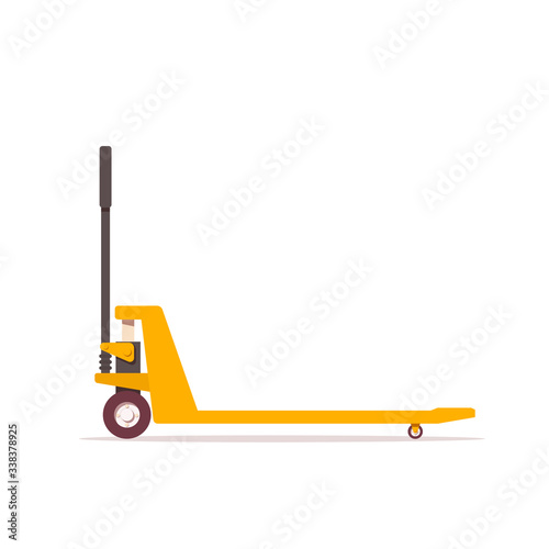 Vector flat pallet jack icon. Storage equipment illustration. Isolated white background.