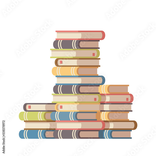 Stack of books. Vector illustration on isolated white background.