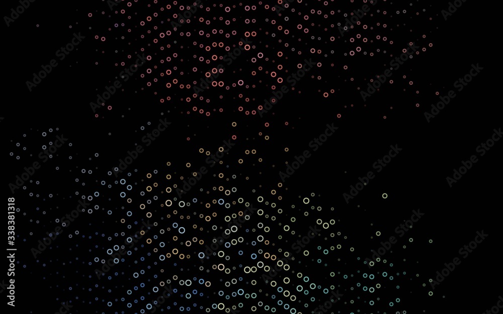 Dark Black vector texture with disks. Illustration with set of shining colorful abstract circles. Design for business adverts.
