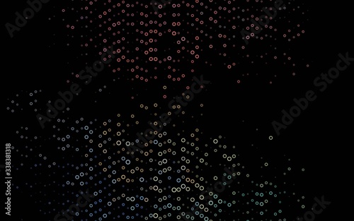Dark Black vector texture with disks. Illustration with set of shining colorful abstract circles. Design for business adverts.
