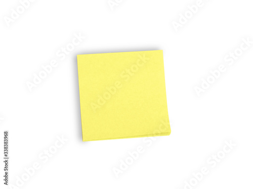 Yellow paper sticky sticker for your messages on a white, isolated background. Reminder © Vera