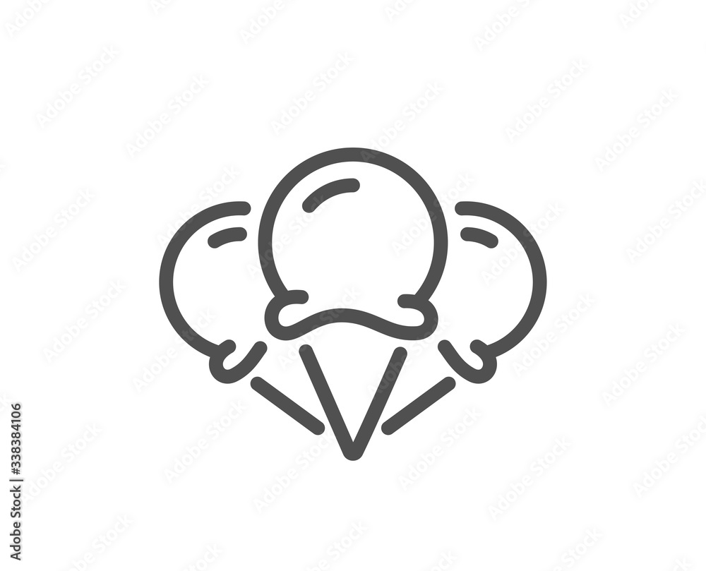 Ice creams cone line icon. Vanilla sundae waffle cone sign. Frozen summer dessert symbol. Quality design element. Editable stroke. Linear style ice creams icon. Vector Ice creams cone line icon. Vanilla sundae waffle cone sign. Frozen summer dessert symbol. Quality design element. Editable stroke. Linear style ice creams icon. Vector