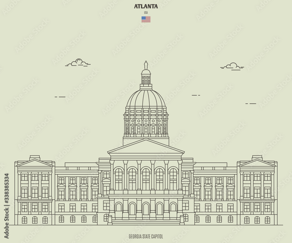Georgia State Capitol in Atlanta, USA. Landmark icon