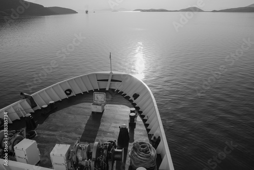 Gazing at the bow of the ship