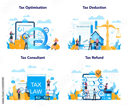 Tax consultant concept set. Idea of accounting and payment.