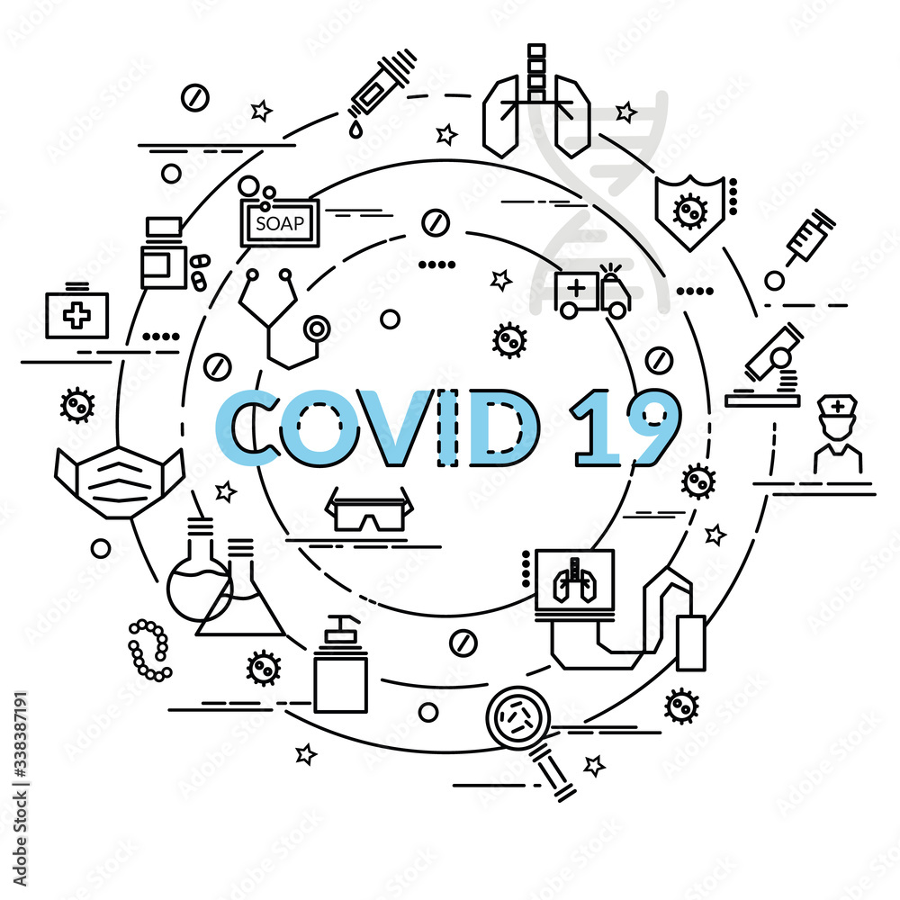 Flat colorful design concept for Covid-19. Infographic idea of making creative products. Template for website banner, flyer and poster.