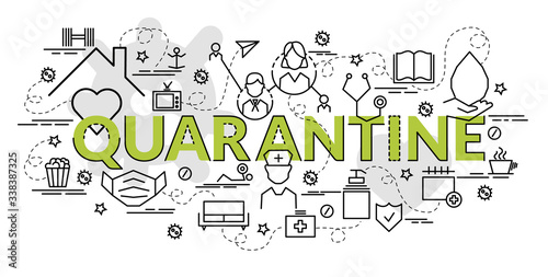 Flat colorful design concept for Quarantine. Infographic idea of making creative products. Template for website banner, flyer and poster.