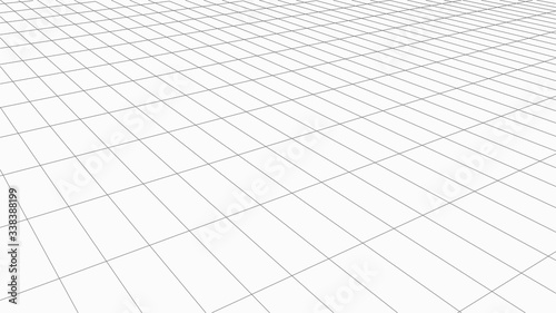 Vector perspective mesh. Detailed grid lines on white background. © Ihor