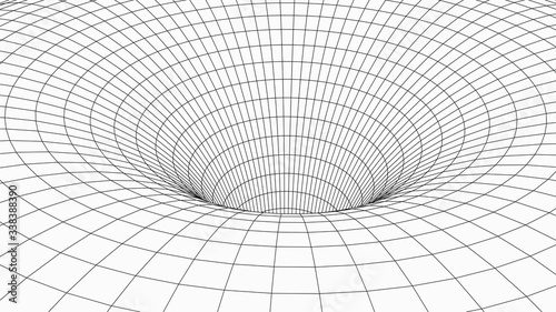 Fototapeta Naklejka Na Ścianę i Meble -  3D Wireframe tunnel. Perspective grid background. Vector illustration.