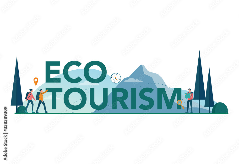 Eco tourism and eco traveling typographic header concept.