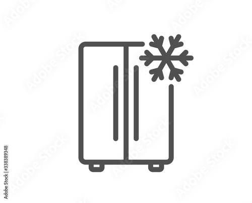 Two-chamber refrigerator line icon. Fridge with snowflake sign. Freezer storage symbol. Quality design element. Editable stroke. Linear style refrigerator icon. Vector