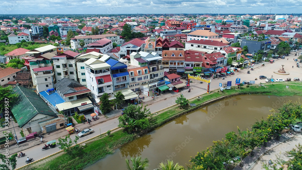 Ville de Siem Reap au Cambodge vue du ciel
