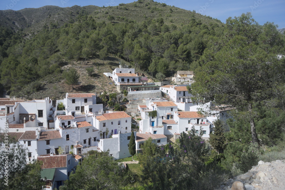 A view of the beautiful mountain hamlet of El Acebuchal, near Nerja, on the Costa Del Sol.