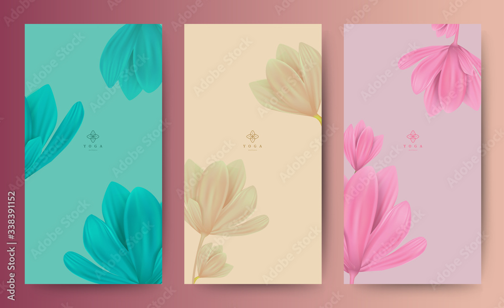 Branding Packaging Pink Soft blossom Flower nature background, logo banner voucher, spring summer tropical, vector illustration