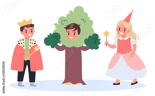Children creative hobby concept. Children drama club, school play.