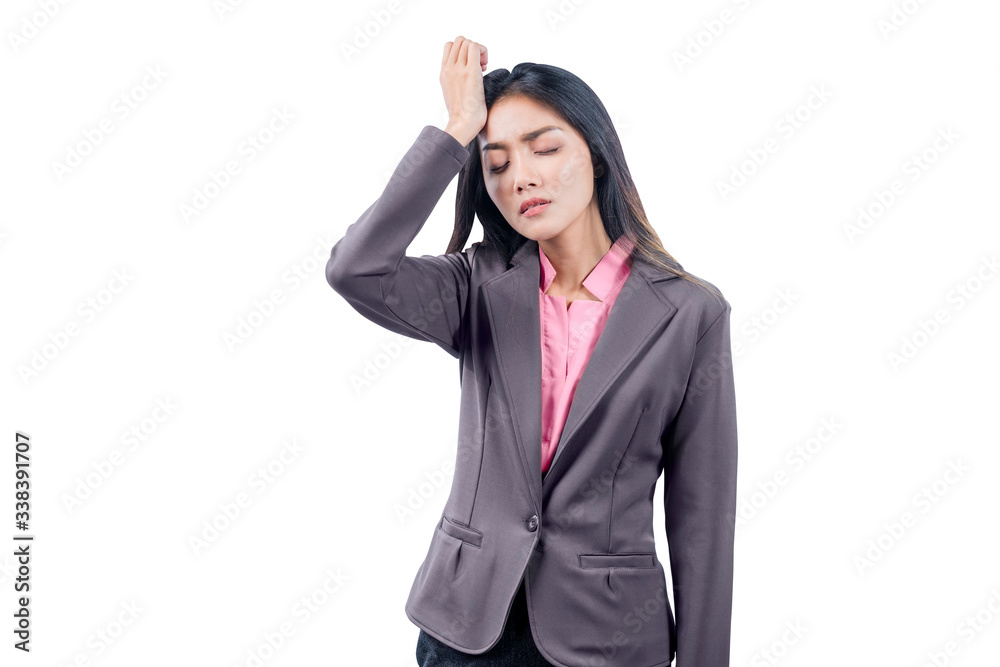 Asian businesswoman with headache expression Asian businesswoman with headache expression