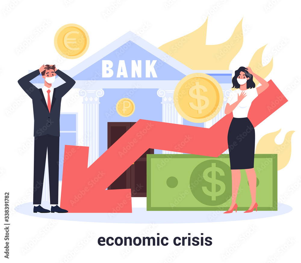 Economic finance crisis with falling down graph and money decrease. Economic finance crisis with falling down graph and money decrease.