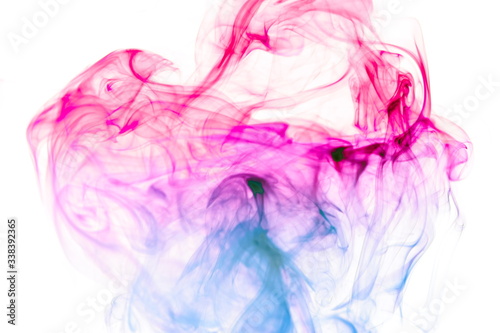 Colored smoke on white background