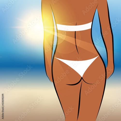 sexy girl on a sunny summer day on the beach vector illustration EPS10