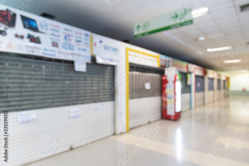 blurred blackground: Coronavirus impact; shop closed until covid-19 crisis ends