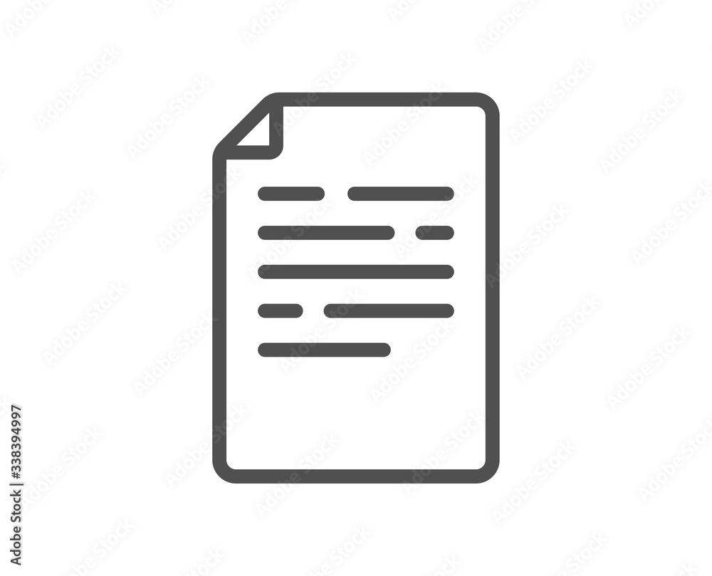 Document line icon. Doc file page sign. Office note symbol. Quality design element. Editable stroke. Linear style document icon. Vector Document line icon. Doc file page sign. Office note symbol. Quality design element. Editable stroke. Linear style document icon. Vector