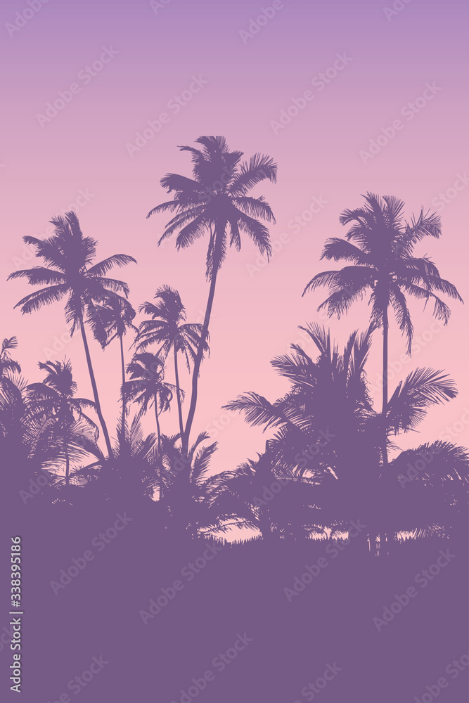 tropical palm forest realistic landscape background vector illustration EPS10