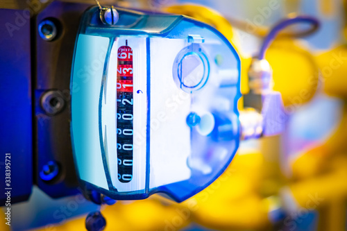 Gas meter. Gas pipes in the...
