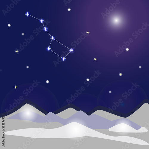 Constellation Ursa Major or Big Dipper in the night sky