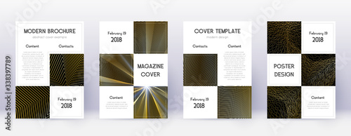 Business brochure design template set. Gold abstra