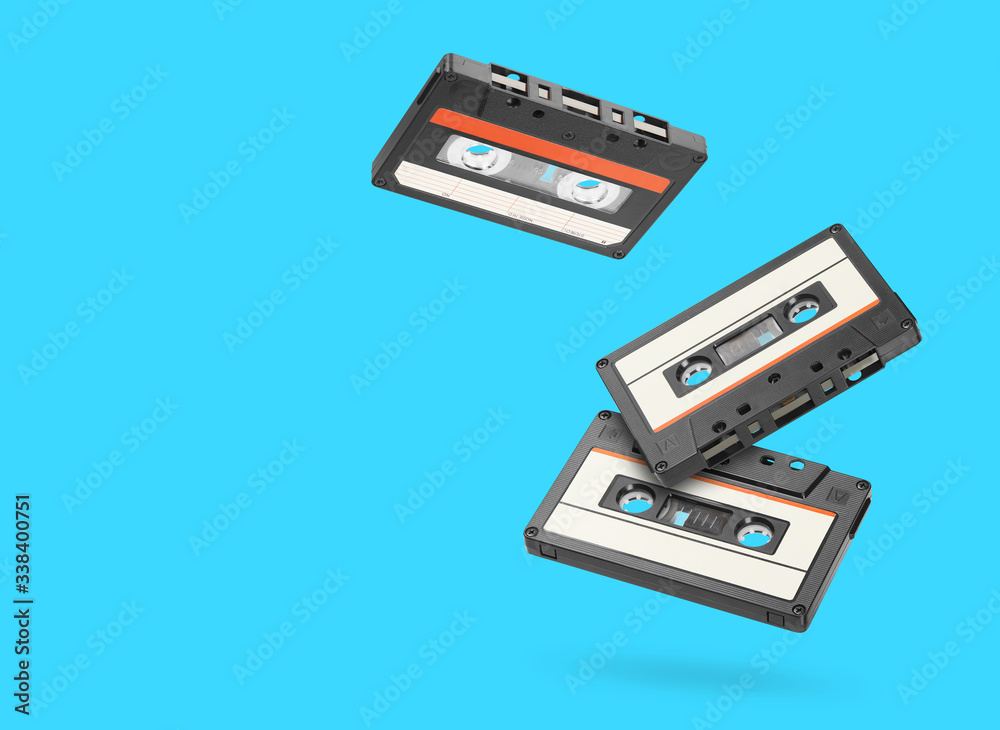 Obraz premium Three retro old audio tape cassettes