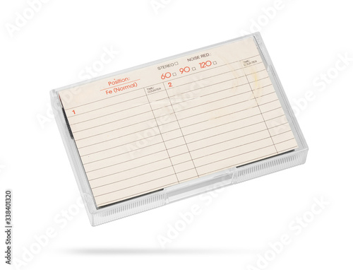 Canvas-taulu Retro old audio tape cassette in a case isolated on white