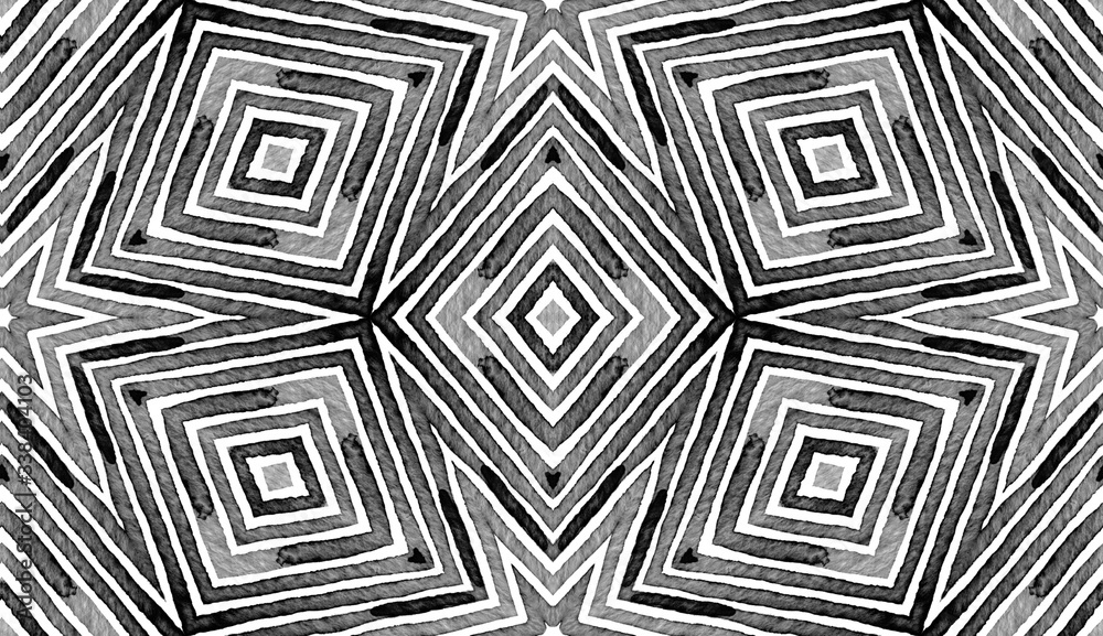 Black and white Geometric Watercolor. Creative Sea