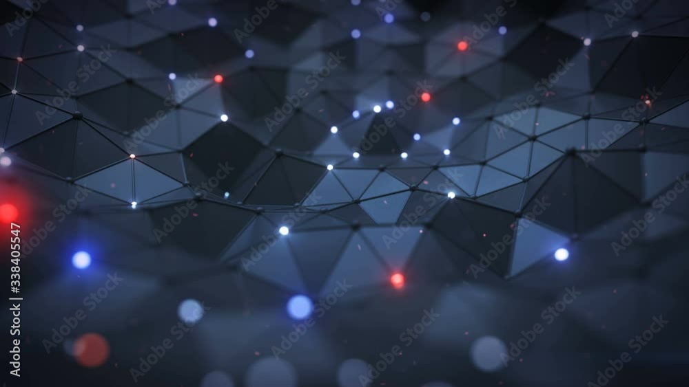 Plexus surface with lines and glowing nodes