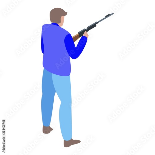 Man shooter icon. Isometric of man shooter vector icon for web design isolated on white background