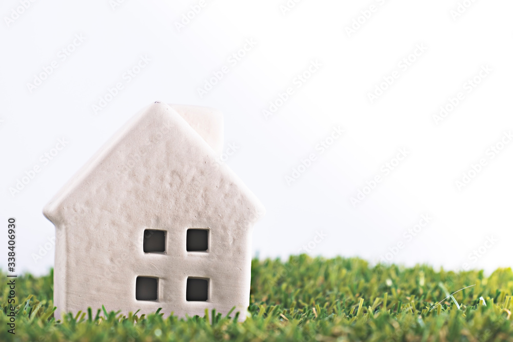 Little house on green grass with blue sky background,feel fresh and happy to living Little house on green grass with blue sky background,feel fresh and happy to living