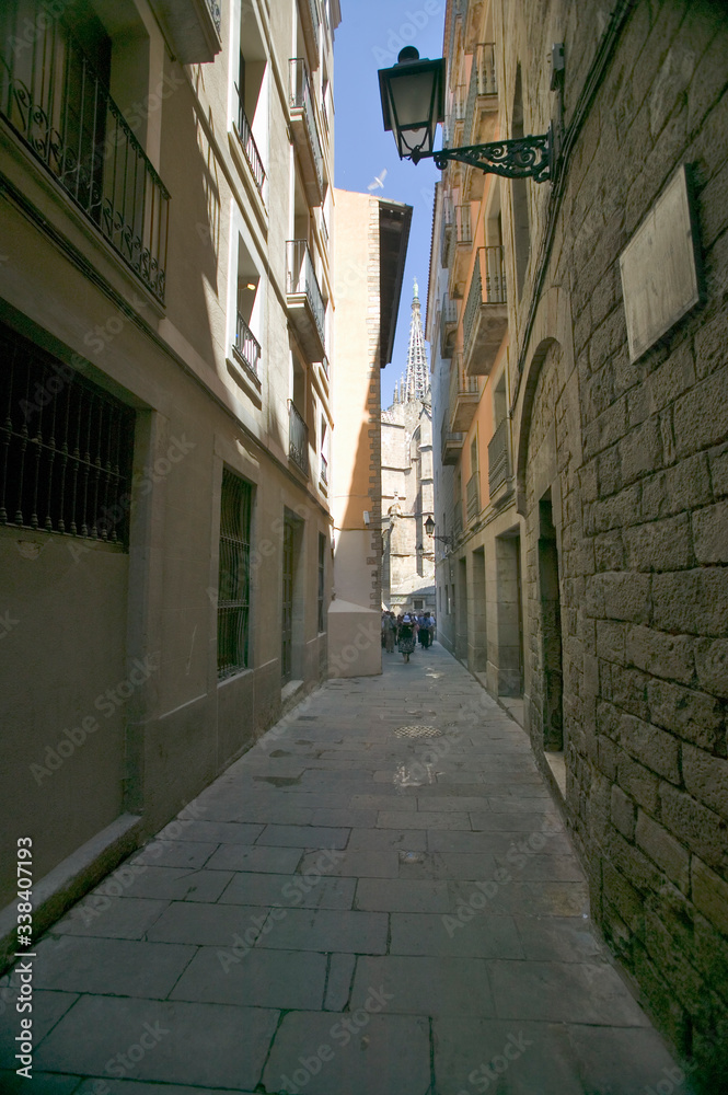 The Barcelona Barri Gotic area is also known as the Gothic Quarter, Spain