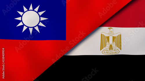 The flags of Taiwan and Egypt. News, reportage, business background. 3d illustration photo