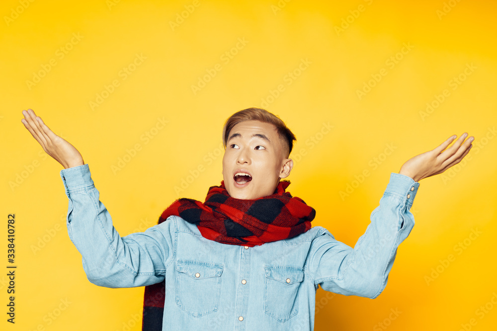 young man with his hands up young man with his hands up