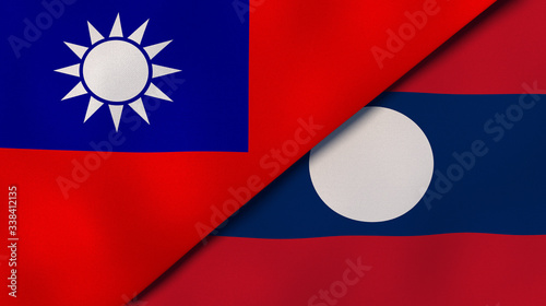 The flags of Taiwan and Laos. News, reportage, business background. 3d illustration photo