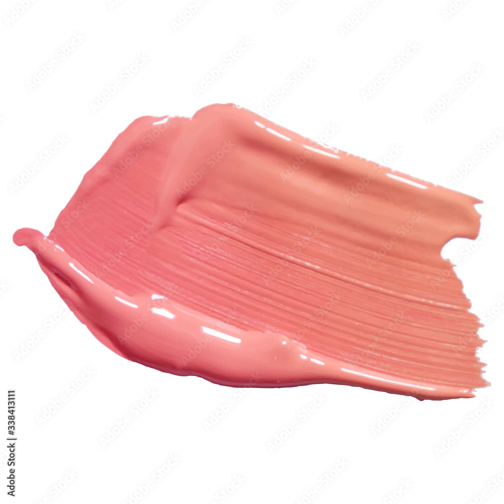 Lip gloss make up swatch. Acrylic paint smear on white background. Lip gloss make up swatch. Acrylic paint smear on white background.