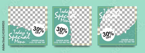 Social media banner for food and drink business. Food social media template for restaurant business. Modern social template post banner. Food discount post template