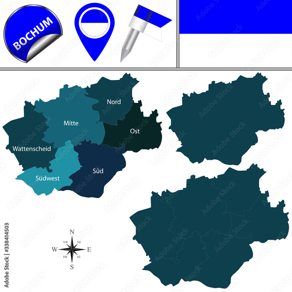 Fototapeta premium Map of Bochum, Germany