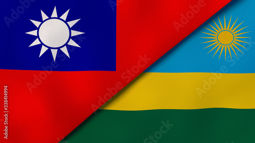 The flags of Taiwan and Rwanda. News, reportage, business background. 3d illustration photo
