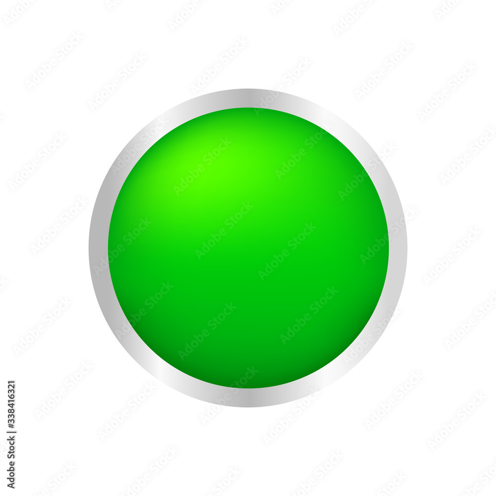 button circle shape green for buttons games play isolated on white, green modern buttons simple and convex, sphere button green flat style icon sign for applications, buttons round for website or app