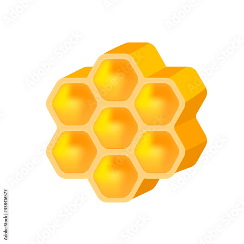 honey bee isolated on white background, illustration honeycomb shape, beehive icon, hive yellow gold, clip art honey bee hexagon shaped for element logo design, symbol honeycomb natural