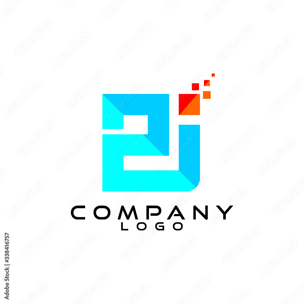 Fototapeta premium ZJ, JZ, 2J, 2J letter tech/ict/it logo design vector