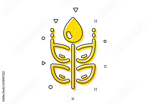 Organic tested sign. Gluten free icon. Natural product symbol. Yellow circles pattern. Classic gluten free icon. Geometric elements. Vector